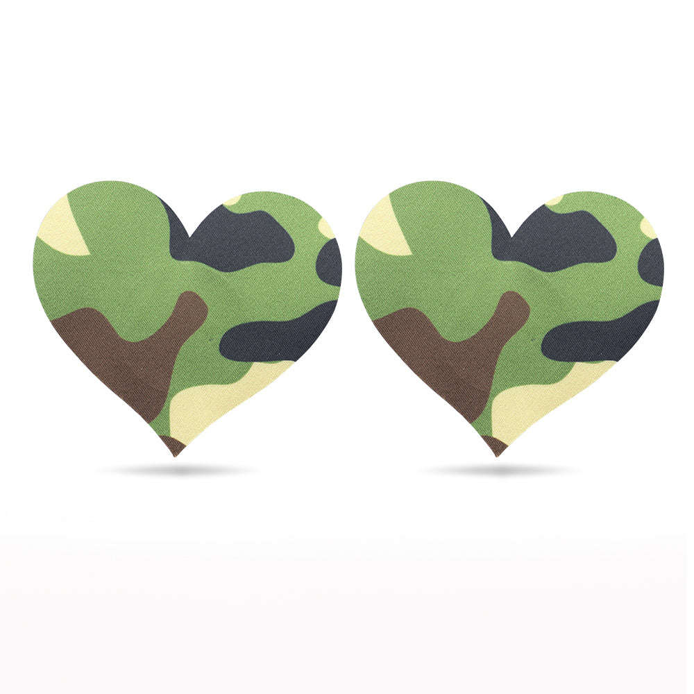 Camo Stars and Heart Nipple Pasties (2 Pack)