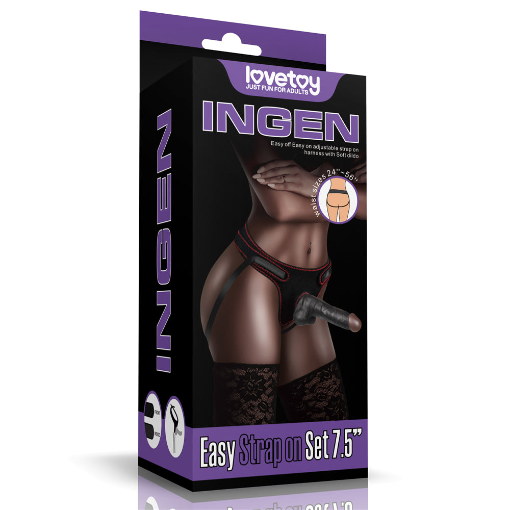 Easy Strapon Set 7.5'' Black (Dildo: 20 cm.&Phi;4 cm)
