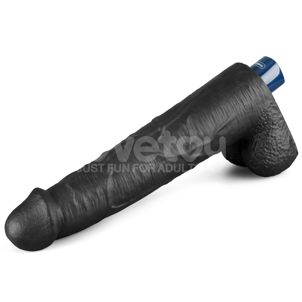 10.5" REAL SOFTEE Rechargeable Vibrating Dildo(Black)