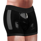 Chic Faux Leather Strap-On Shorts (Black)
