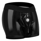 Chic Faux Leather Strap-On Shorts (Black)