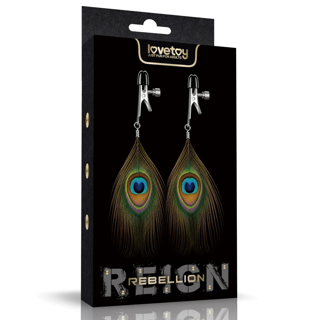Rebellion Reign Nipple Clamp With Peacock Feather Tassles