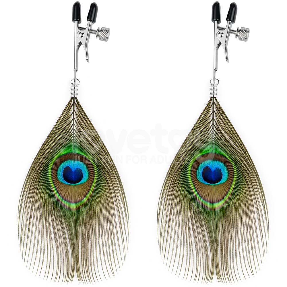 Rebellion Reign Nipple Clamp With Peacock Feather Tassles