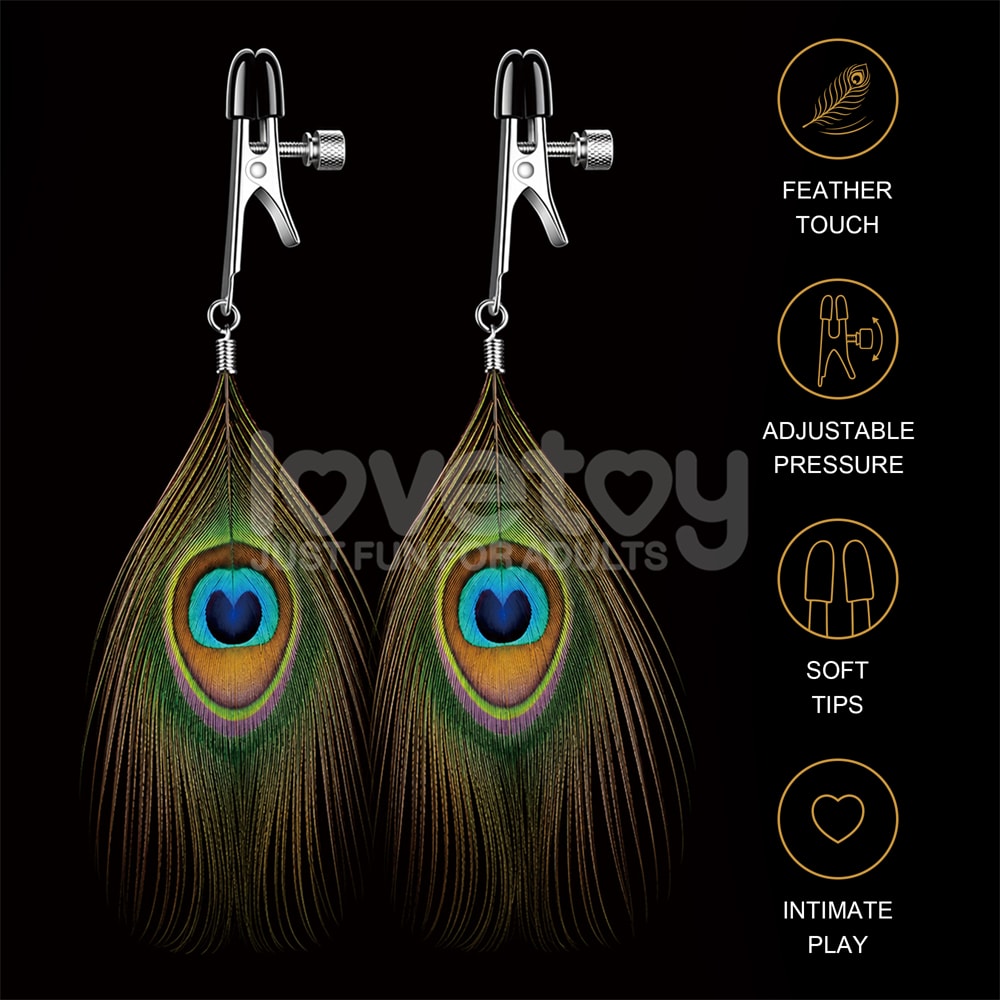 Rebellion Reign Nipple Clamp With Peacock Feather Tassles