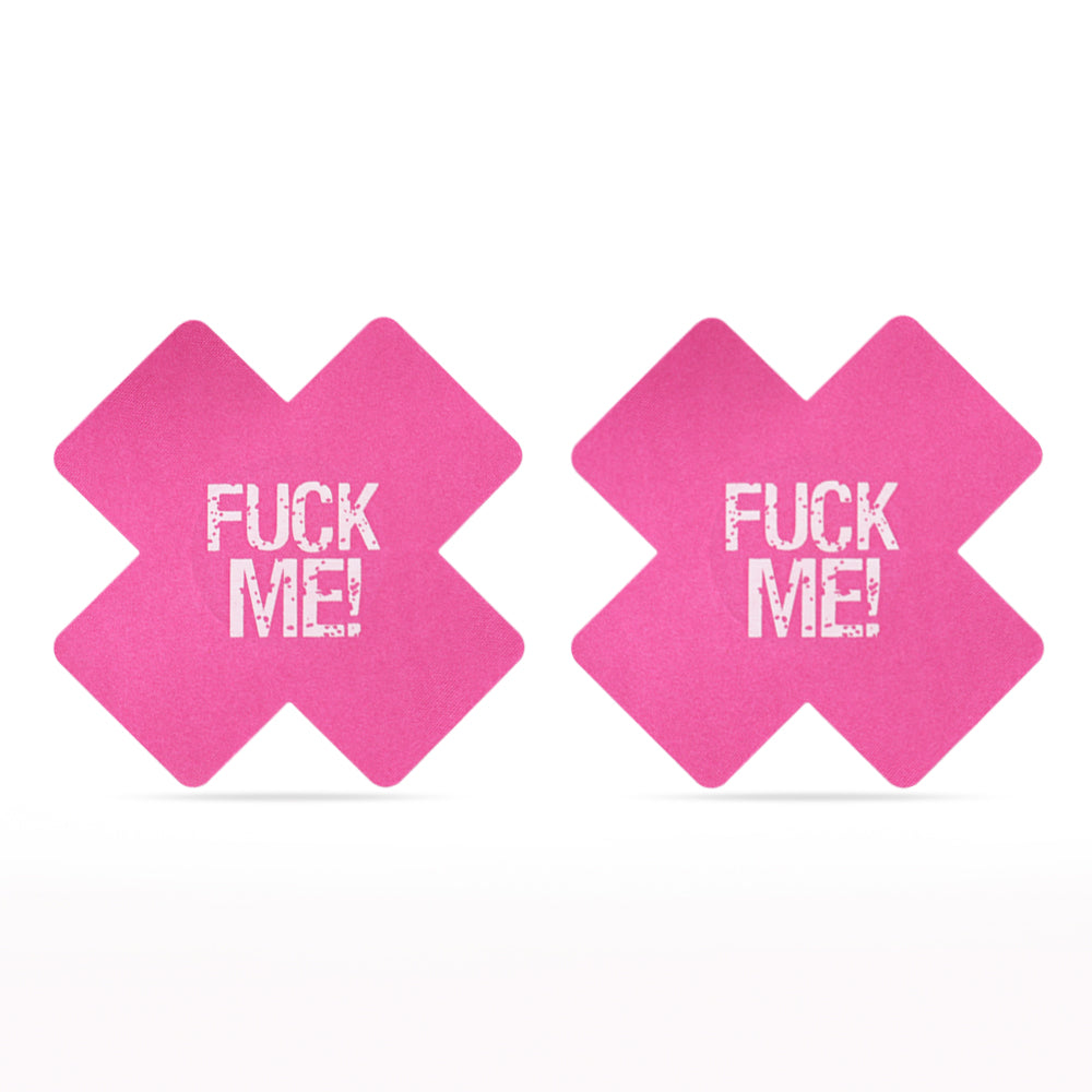 FUCK ME Cross Pattern Nipple Pasties (2 Pack)