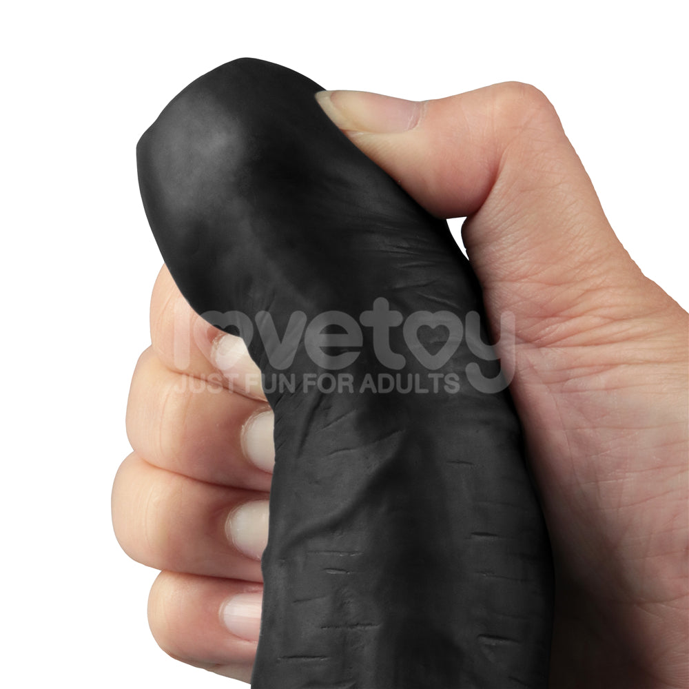 9" REAL SOFTEE Rechargeable Vibrating Dildo(Black)