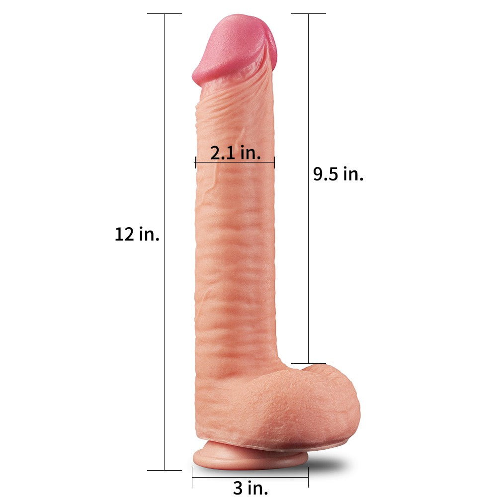 12" Dual Layered Platinum Silicone Cock.